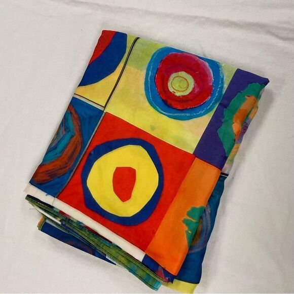 Wassily Kandinsky double sided scarf concentric circles and houses in Munich - Picture 5 of 5